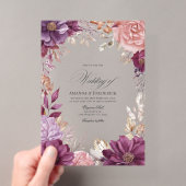 プラム グレー コッパー ダスティローズの花嫁衣装 ウェディング アクリル招待状 (インサイチュ (ポータブル))