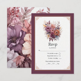 プラム グレー コッパー ダスティローズの花嫁衣装 出欠カード