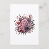 プラム、グレー、銅と埃っぽいバラ結婚フローラ エンクロージャーカード (裏面)