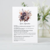 プラム、グレー、銅と埃っぽいバラ結婚フローラ エンクロージャーカード (スタンド正面)