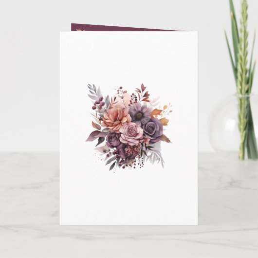 プラム、グレー、銅と埃っぽいバラ結婚フローラ プログラム (裏面)