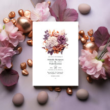 プラム、グレー、銅と埃っぽいバラ結婚フローラ