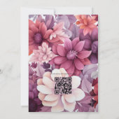 プラム、グレー、銅と埃っぽいバラ結婚フローラ 招待状 (裏面)