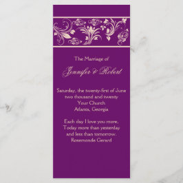 プラム&シャンパンフローラスクロール結婚式 プログラム