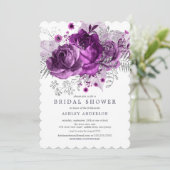 プラム&シルバーフローラブライダルシャワー 招待状 (スタンド正面)