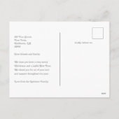 プラム&シルバー コージーアーチフォト メリークリスマス シーズンポストカード (裏面)