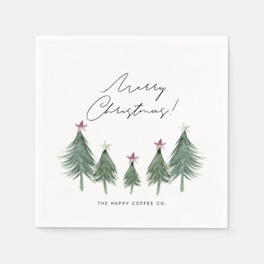 プラム&セージフェスティバルの木々の企業のパーティー スタンダードカクテルナプキン (正面)