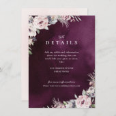 プラム＆ダスティピンクの花のボヘミアンスタイルの結婚式の詳細 エンクロージャーカード (正面/裏面)