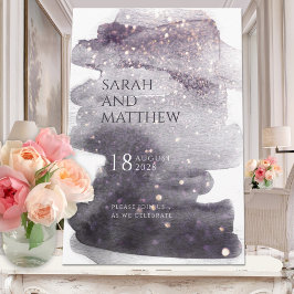 プラム&ダスティメイヴェ金ゴールドスパークルウォーター結婚カラー 招待状