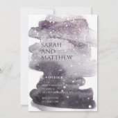 プラム&ダスティメイヴェ金ゴールドスパークルウォーター結婚カラー 招待状 (裏面)