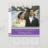 プラム・ダマスク・結婚フォトの誓いの更新招待状 招待状 (正面/裏面)