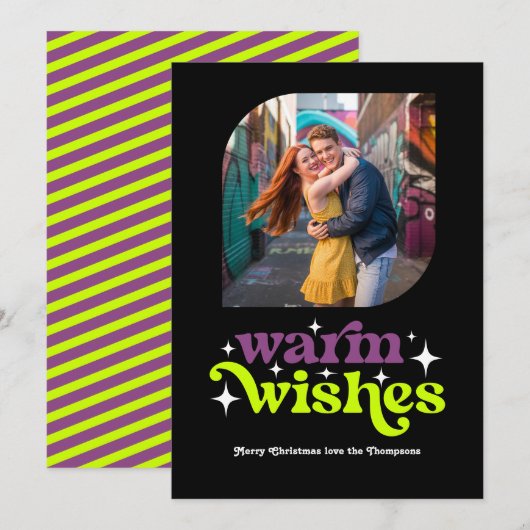 プラム＆チャートリューズ モダン レトロ クリスマス フォト (正面/裏面)