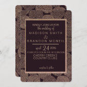 プラム&バラ金ゴールドフローラ結婚式招待状 招待状 (正面/裏面)