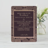 プラム&バラ金ゴールドフローラ結婚式招待状 招待状 (スタンド正面)