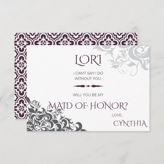 プラム バロック シャンデリア ウェディング パーティーのお問い合わせ 招待状 (正面/裏面)