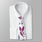 プラム·バーガンディ·ヴィンテージ水彩花柄 ネクタイ (タイ)