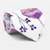 プラム·バーガンディ·ヴィンテージ水彩花柄 ネクタイ (ロール)