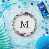 プラム ピオニー モノグラム ブライダル シャワー ペーパー プレート (パーティー)