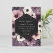 プラム フローラル 豪華なウェディング 招待状 (スタンド正面)