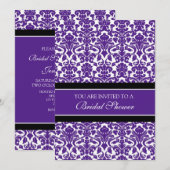 プラム ブラック ダマスク ウェディング シャワー 招待状カード 招待状 (正面/裏面)