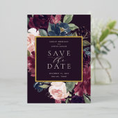 プラム・ブロッサム・フォイルSave the Date Card 箔招待状 (立ち正面)