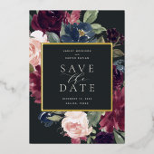 プラム・ブロッサム・フォイルSave the Date Card 箔招待状 (正面)