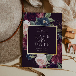 プラム・ブロッサム・フォイルSave the Date Card 箔招待状