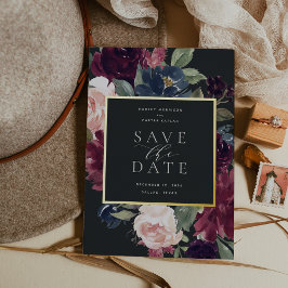 プラム・ブロッサム・フォイルSave the Date Card 箔招待状