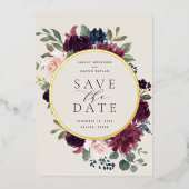 プラム・ブロッサム・フォイルSave the Date Card 箔招待状 (正面)