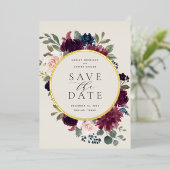 プラム・ブロッサム・フォイルSave the Date Card 箔招待状 (立ち正面)