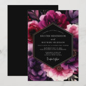 プラム・ムーディ・ノクターン・ウェディング 招待状 (正面/裏面)