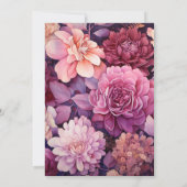 プラム、モーブ、ローズゴールドの花の結婚式 招待状 (裏面)