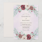 プラム+ライラック+芍薬の結婚式 招待状 (正面/裏面)