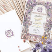 プラム&薄紫アールヌーボーラブユニオン招待状 箔招待状