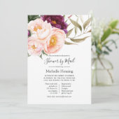 プラム&赤面フローラベビー又はブライダルシャワーバイメール 招待状 (スタンド正面)