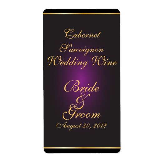 プラム&金ゴールド結婚のワインラベル ラベル (正面)