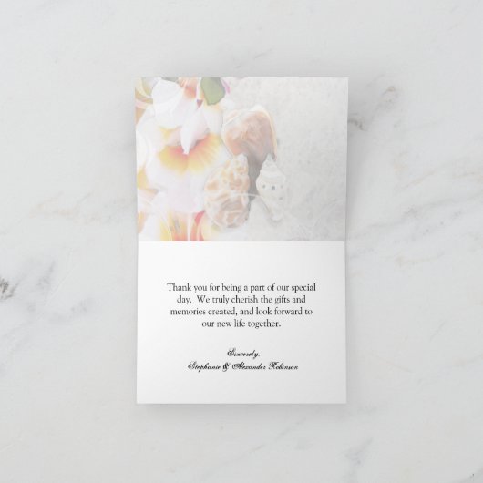 プラメリア オーキッドのレイを砂浜で Thank You カード (内部)