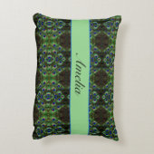 プラメ王室のージ – Luxe Peacock Feather Pattern アクセントクッション (裏面(縦))