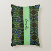 プラメ王室のージ – Luxe Peacock Feather Pattern アクセントクッション (正面(垂直))