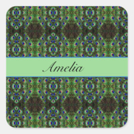 プラメ王室のージ – Luxe Peacock Feather Pattern スクエアシール