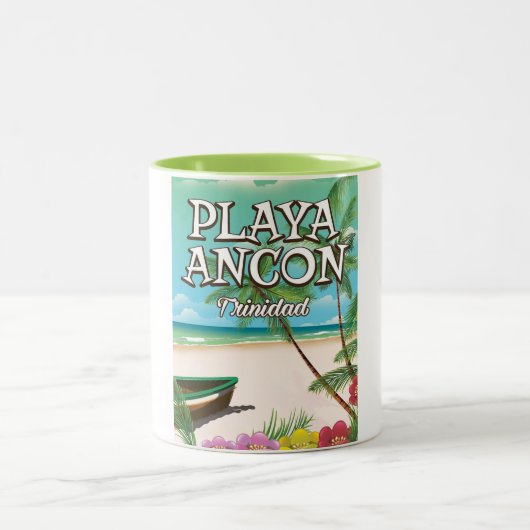 プラヤアンコントリニダード旅行ポスター ツートーンマグカップ (中央)