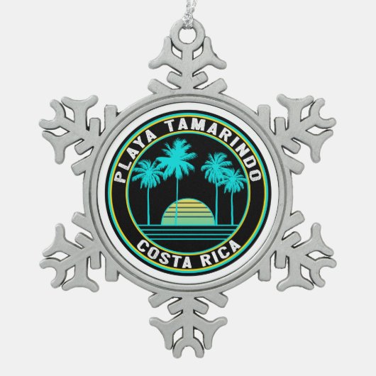 プラヤタマリンドコスタリカサーフィンサーフィン スノーフレークピューターオーナメント (正面)