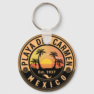 プラヤデルカルメンパームツリーレトロ80sメキシコプラヤ キーホルダー