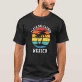 プラヤデルカルメンメキシコサンセットパームツリーズメキシコV Tシャツ (正面)