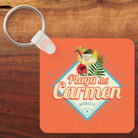 プラヤデルカルメンメキシコレトロカクテルヴィンテージ キーホルダー (正面)
