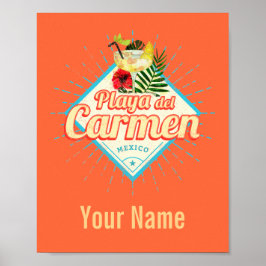 プラヤデルカルメンメキシコレトロカクテルヴィンテージ ポスター
