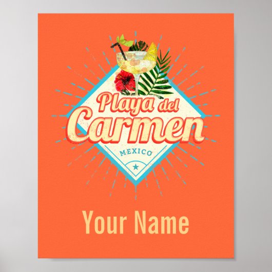 プラヤデルカルメンメキシコレトロカクテルヴィンテージ ポスター (正面)