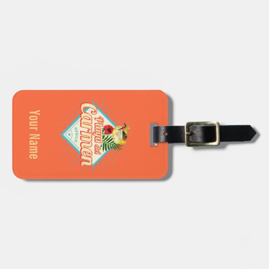 プラヤデルカルメンメキシコレトロカクテルヴィンテージ ラゲッジタグ (正面横)