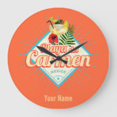 プラヤデルカルメンメキシコレトロカクテルヴィンテージ ラージ壁時計 (正面)