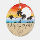 プラヤデルカルメンメキシコレトロサンセットパームツリー60s セラミックオーナメント (左)